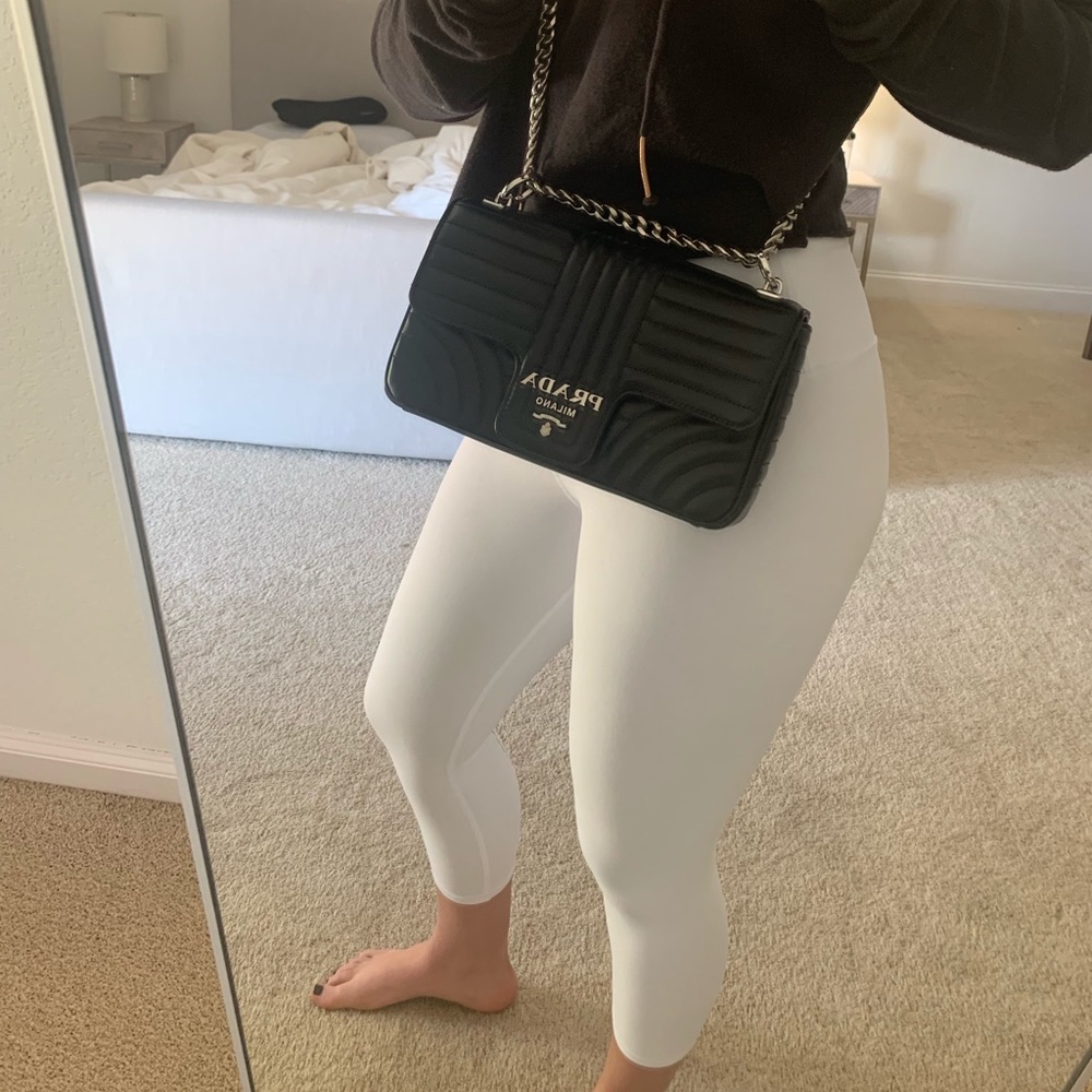 Prada Diagramme Leather Shoulder Bag - Black